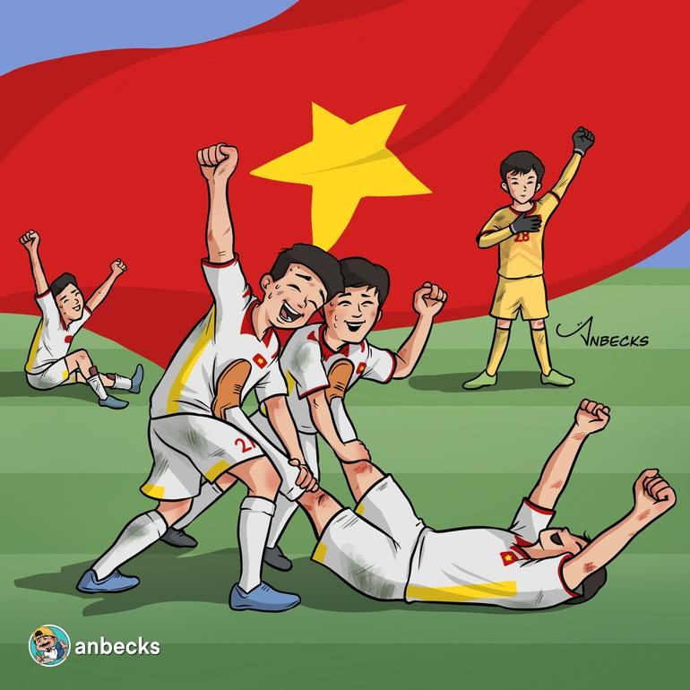 Chiến thắng đến từ sự nỗ lực và kiên cường của các cầu thủ trẻ (Ảnh: Anbecks).