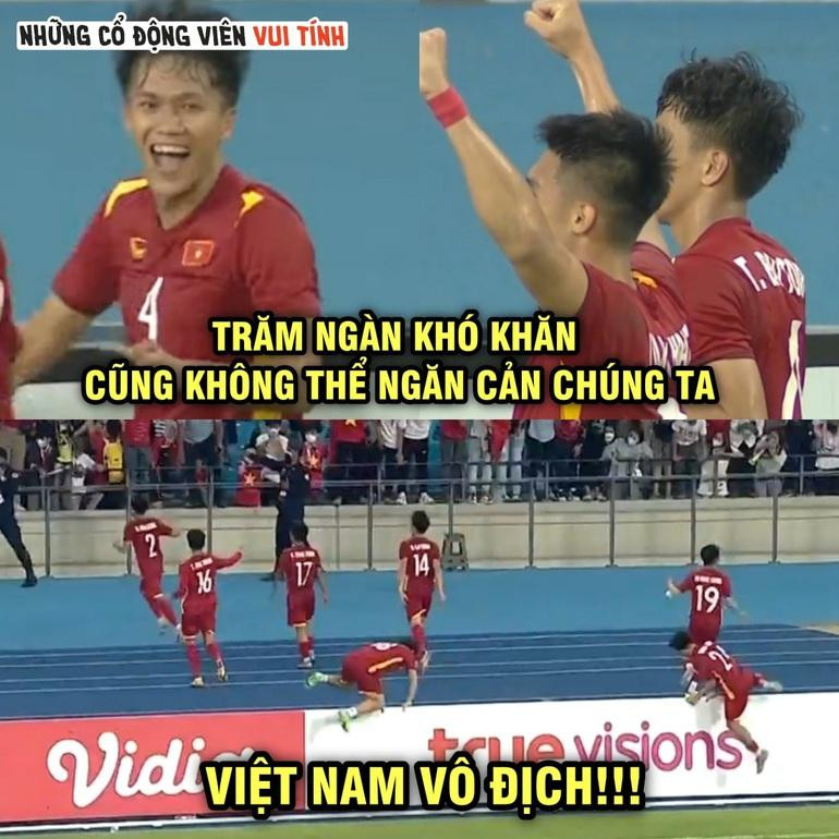 Những khó khăn cũng không thể cản bước U23 Việt Nam vô địch (Ảnh: Những cổ động viên vui tính).