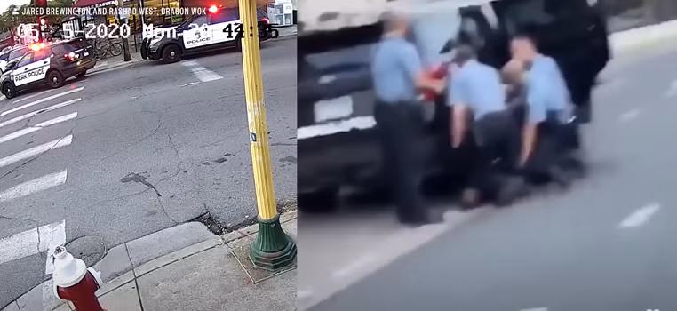 Hình ảnh trích từ đoạn video do camera giám sát và người dân quay được về vụ việc George Floyd bị cảnh sát giết chết. Ảnh: YouTube