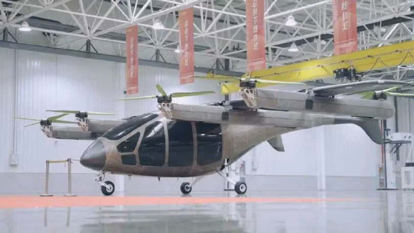 Máy bay taxi eVTOL AE-200 của Aerofugia thuộc công ty sản xuất ô tô Geely. Ảnh Geely/Weibo.