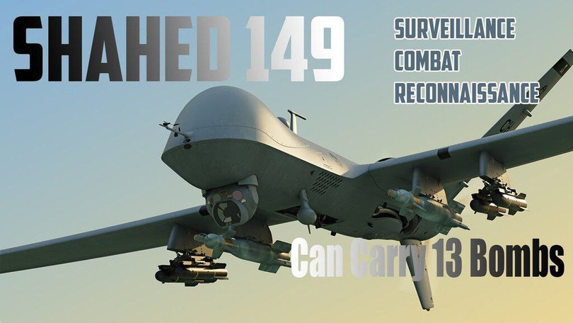 UAV chiến đấu tầm cao Shahed-149 “Gaza” của không quân IRGC Iran, tương tự MQ-9 Reaper của Mỹ. Ảnh South Front