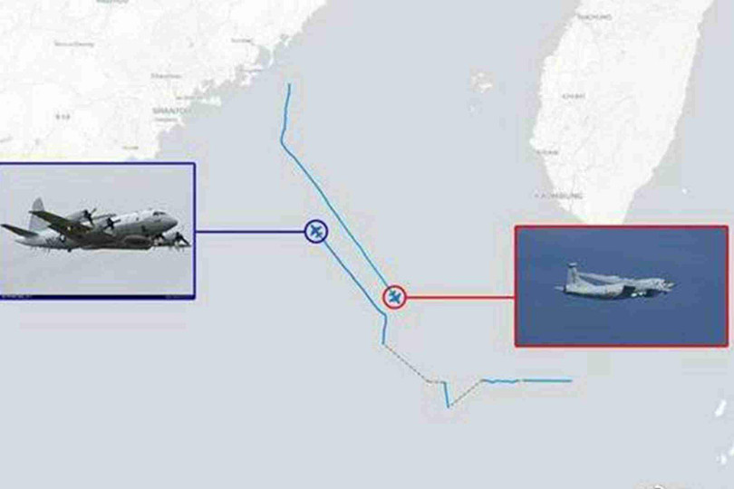 Máy bay quân sự của Mỹ và Trung Quốc bay đối đầu nhau hôm 26/1 trong Vùng nhận dạng phòng không Tây Nam Đài Loan (Ảnh: Dongfang).