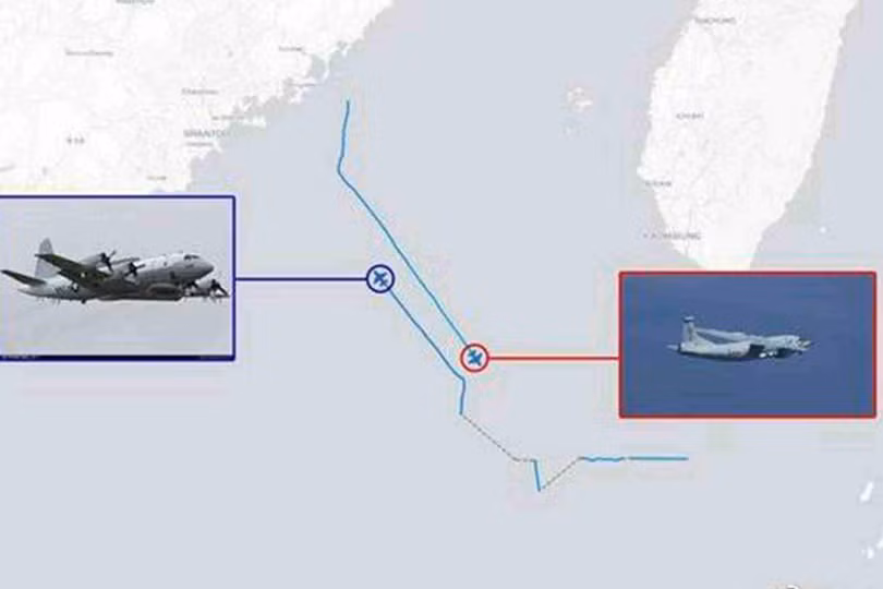 Máy bay quân sự của Mỹ và Trung Quốc bay đối đầu nhau hôm 26/1 trong Vùng nhận dạng phòng không Tây Nam Đài Loan (Ảnh: Dongfang).