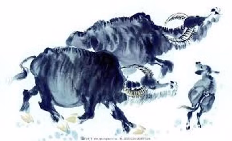 Trâu, tranh Quốc họa Trung Hoa (Ảnh: kknew).