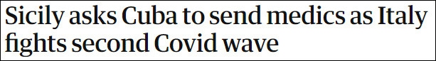 Báo La Repubblica đưa tin đảo Sicily yêu cầu Cuba tới hỗ trợ chống làn sóng dịch COVID-19 thứ hai (Ảnh: Guancha).
