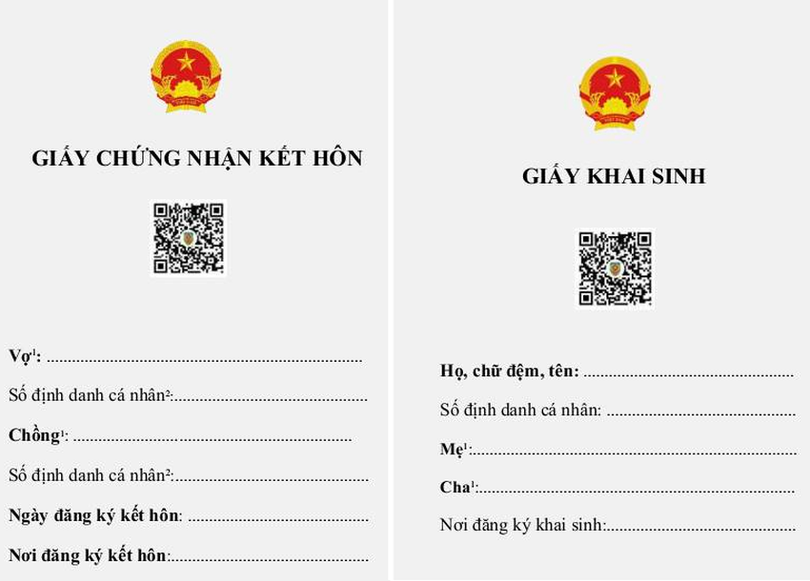 Cách lấy mã QR cho Giấy khai sinh, Giấy chứng nhận kết hôn bản điện tử để làm thủ tục hành chính - Ảnh 4. Mẫu bản điện tử của Giấy khai sinh, Giấy chứng nhận kết hôn. Ảnh: Cổng dịch vụ công quốc gia
