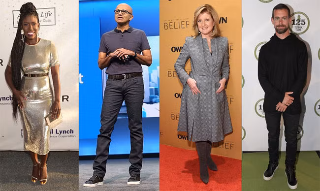 Từ trái sang phải: Bozoma Saint John, Satya Nadella, Arianna Huffington và Jack Dorsey.