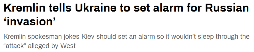 RT đưa tin ông Peskov chế giễu thông tin của phương Tây "Nga sẽ xâm lược Ukraine sáng sớm ngày 16/2".