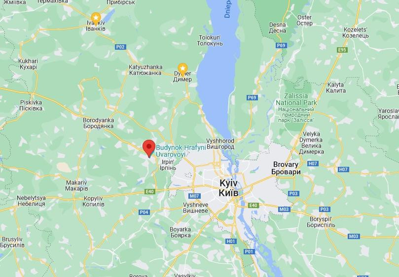 Vị trí thành phố Vorlzel cách Kiev 38km đã rơi vào tay quân Nga (Ảnh: Guancha). Vị trí thành phố Vorlzel cách Kiev 38km đã rơi vào tay quân Nga (Ảnh: Guancha).