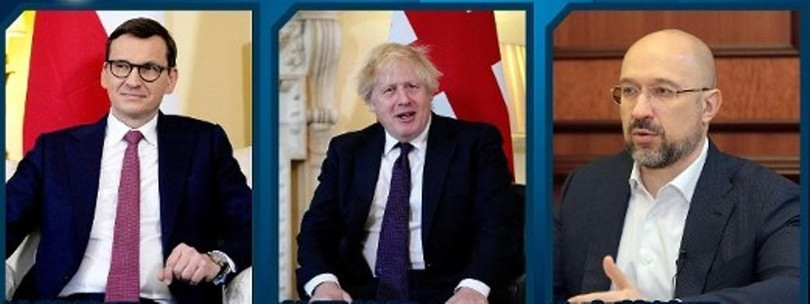 Thủ tướng Ukraine, Anh, Ba Lan (từ phải qua) tuyên bố lập mô hình hợp tác khu vực ba bên để tăng cường hợp tác chống lại Nga (Ảnh: Đông Phương). Thủ tướng Ukraine, Anh, Ba Lan (từ phải qua) tuyên bố lập mô hình hợp tác khu vực ba bên để tăng cường hợp tác chống lại Nga (Ảnh: Đông Phương).