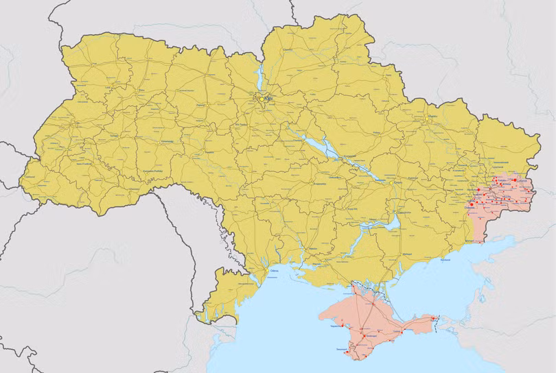 Điều kiện đầu tiên do ông Putin đưa ra để bình thường hóa quan hệ với Ukraine là Ukraine phải công nhận Crimea và Donbass là lãnh thổ của Nga (Ảnh: Wikipedia). Điều kiện đầu tiên do ông Putin đưa ra để bình thường hóa quan hệ với Ukraine là Ukraine phải công nhận Crimea và Donbass là lãnh thổ của Nga (Ảnh: Wikipedia).