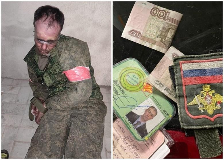 Hình ảnh được Bộ Quốc phòng Ukraine công bố cho là một chỉ huy lữ đoàn xe tăng Nga bị họ bắt (Ảnh: Đông Phương).