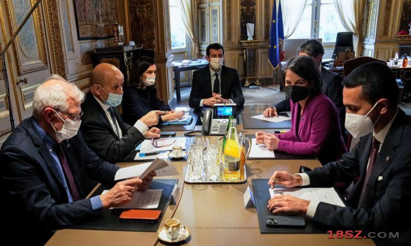 Ngoại trưởng các nước EU họp khẩn cấp hôm 22/2 tại Paris đưa ra các biện pháp trừng phạt mạnh chưa từng thấy đối với Nga (Ảnh: 18SZ). Ngoại trưởng các nước EU họp khẩn cấp hôm 22/2 tại Paris đưa ra các biện pháp trừng phạt mạnh chưa từng thấy đối với Nga (Ảnh: 18SZ).