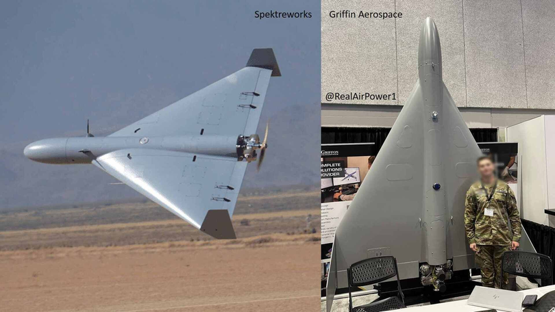 Hai mẫu được cho là bản sao của Shahed-136 đã xuất hiện ở Mỹ: MQM-172 “Arrow” (phải) và LUCAS (trái). Ảnh: Themerge.