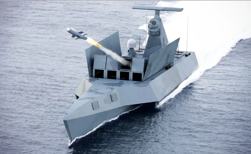 Một tàu không người lái mặt nước có thể mang 4 ống phóng tên lửa Sea Venom. Ảnh: Wforum/Navalnews.