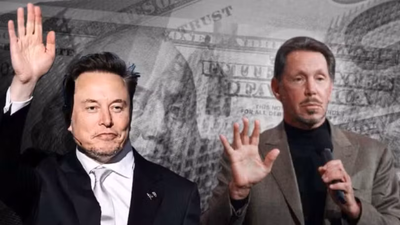 Larry Ellison (phải) đã vượt qua Elon Musk để trở thành người giàu nhất thế giới. Ảnh: Indianexpress.