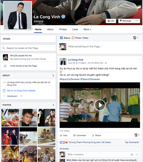 Có phải tiền đạo Lê Công Vinh đang thực sự làm việc UC Browser?.