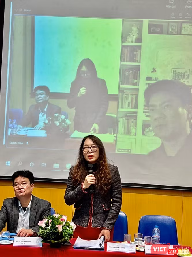 PGS.TS. Kim Bảo Giang trong buổi công bố kết quả nghiên cứu dự án “Tăng cường ứng phó với sa sút trí tuệ ở Việt Nam: Thiết lập hệ thống bằng chứng để xây dựng Kế hoạch Quốc gia Phòng chống sa sút trí tuệ ở Việt Nam”