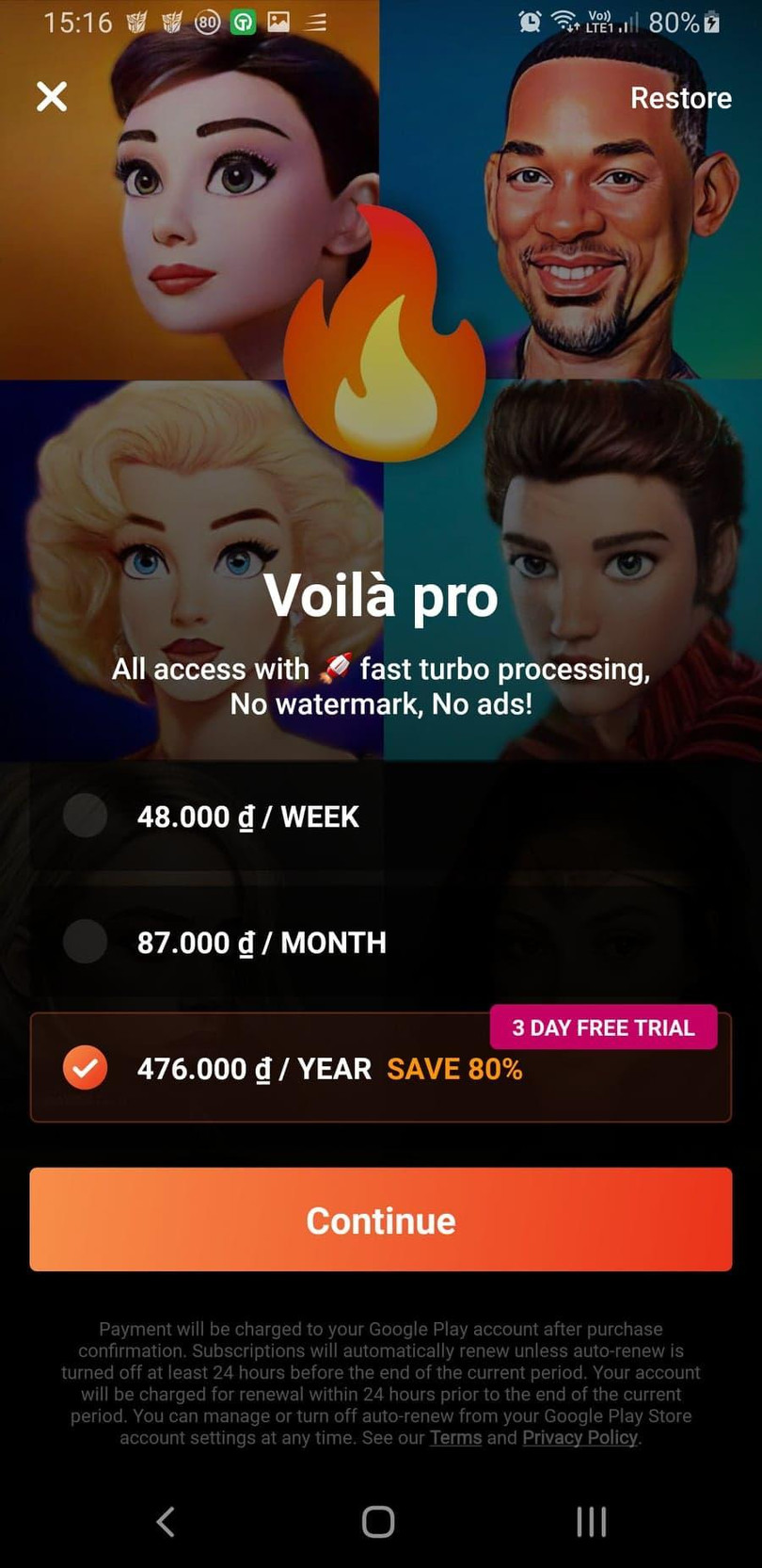 Voilà không cho phép người dùng mua đứt phiên bản chuyên nghiệp, mà chỉ cho đăng ký để sử dụng có thời hạn, ít nhất là một tuần và tối đa là một năm. Voilà không cho phép người dùng mua đứt phiên bản chuyên nghiệp, mà chỉ cho đăng ký để sử dụng có thời hạn, ít nhất là một tuần và tối đa là một năm.