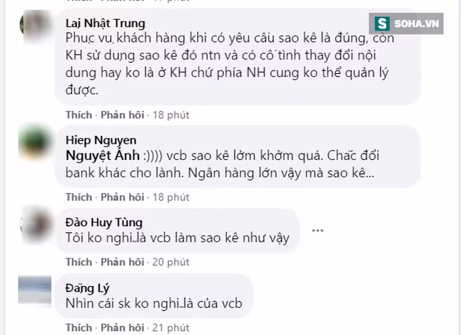 Hàng nghìn bình luận liên quan đến việc sao kê.