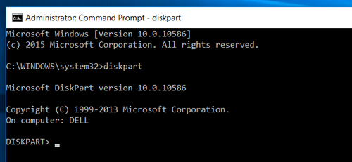 Sử dụng Command Prompt để truy cập vào công cụ Diskpart.