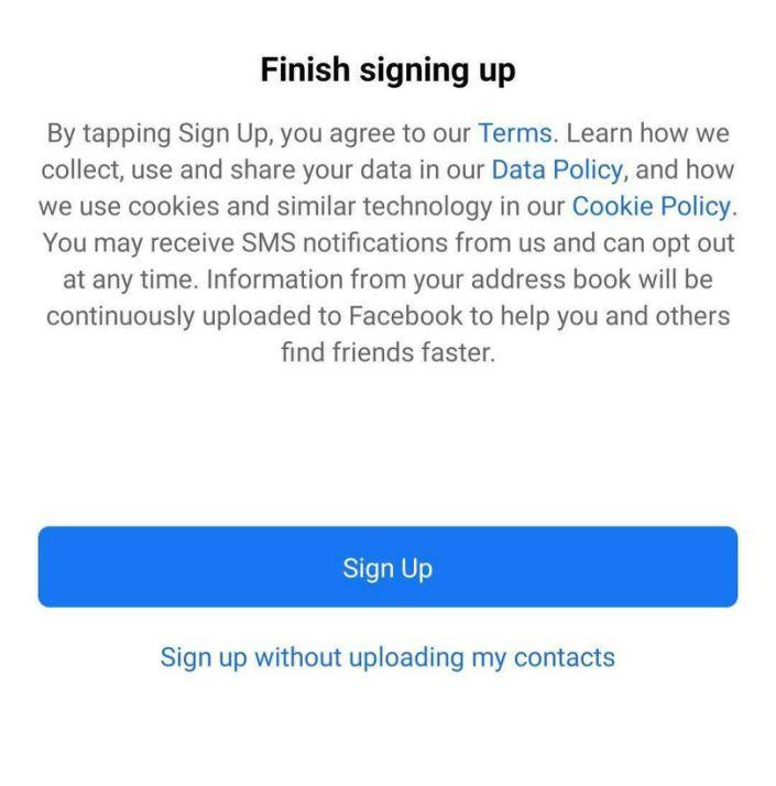 Các thông tin hiển thị khi người dùng đăng ký Facebook Các thông tin hiển thị khi người dùng đăng ký Facebook