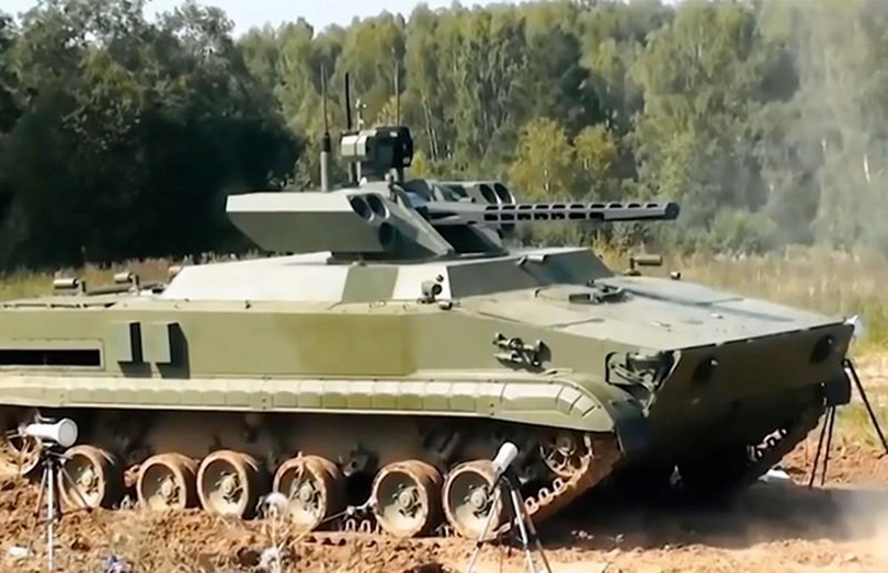Xe chiến đấu không người lái “Whirlwind” của Nga – cải biến từ xe bộ binh BMP-3. Ảnh: QQnews.