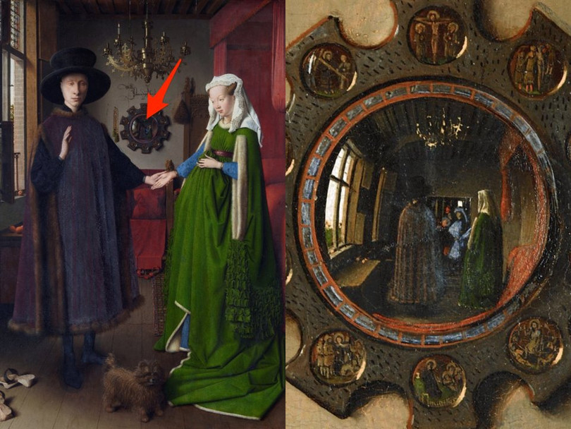 “Chân dung Arnolfini” chứa chân dung của chính họa sĩ người Hà Lan Jan van Eyck.