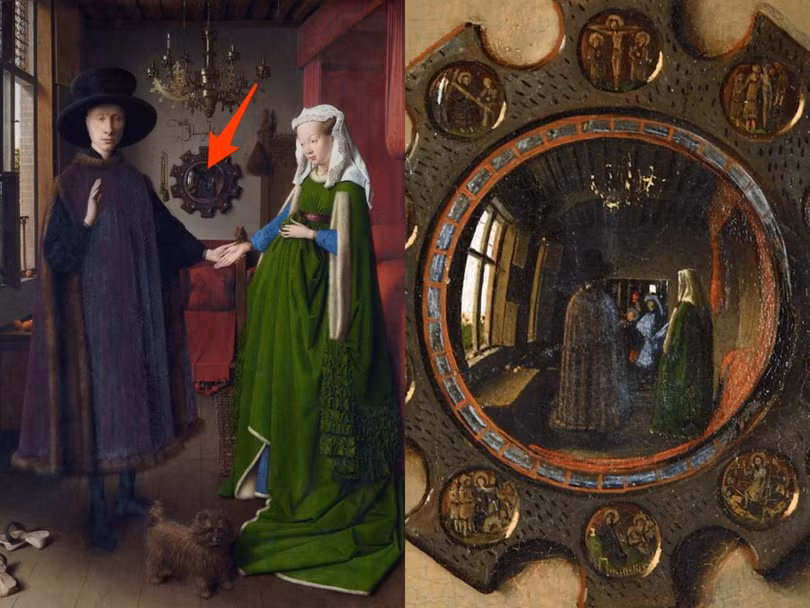 “Chân dung Arnolfini” chứa chân dung của chính họa sĩ người Hà Lan Jan van Eyck.