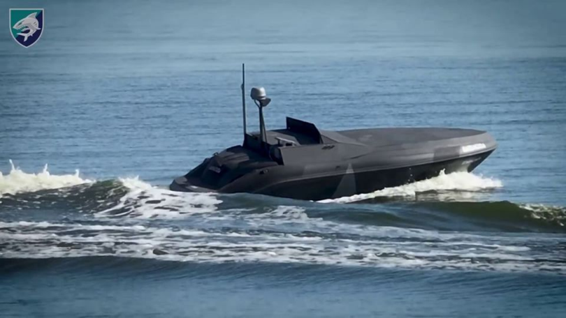Chiếc USV “Barracuda” đang hoạt động trên sông. Ảnh: Militarnyi.