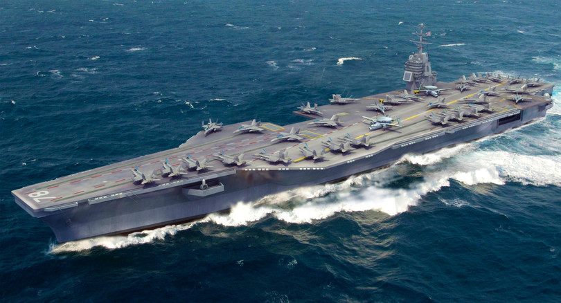 Tàu sân bay hạt nhân Gerald R. Ford”, một biểu tượng sức mạnh của Mỹ có tới hơn 6.500 linh kiện “Made in China”. Ảnh: Wiki.