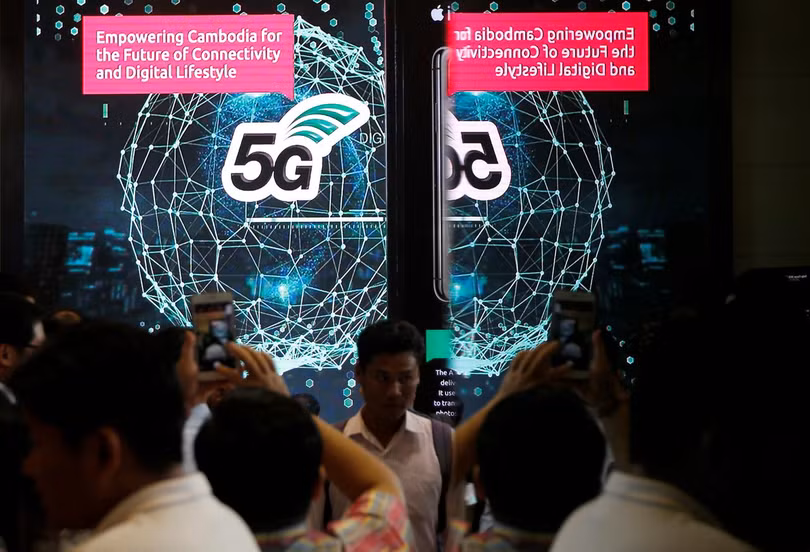 Lễ ra mắt mạng 5G tại công ty Viễn thông thông minh Axiata ở Phnom Penh, Campuchia ngày 8.7.2019