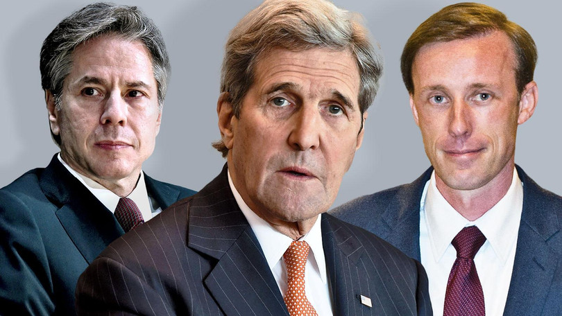 Hai ông John Kerry (giữa) và Jake Sullivan (phải) bất đồng về Chính sách đối với Trung Quốc (Ảnh: Thetimes). Hai ông John Kerry (giữa) và Jake Sullivan (phải) bất đồng về Chính sách đối với Trung Quốc (Ảnh: Thetimes).