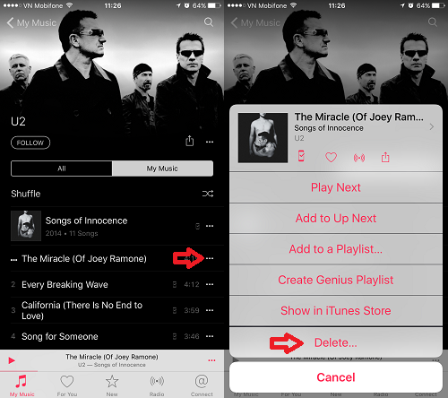 Xóa bớt các bài hát cũ, không nghe nữa để tăng dung lượng lưu trữ cho iPhone.