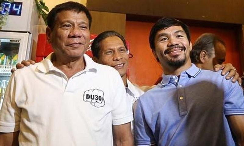 Hai ông Duterte và Pacquiao từng là chiến hữu thân thiết trong đảng cầm quyền PDP-Laban (Ảnh: Rapler).
