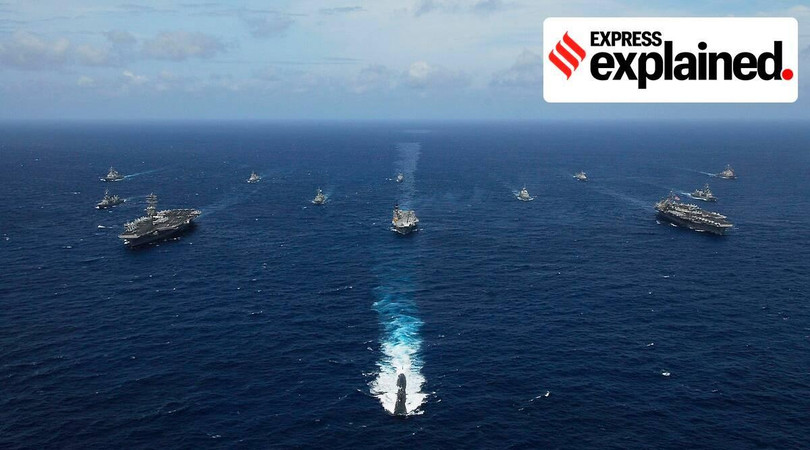 Tàu hải quân các nước Bộ Tứ tham gia cuộc tập trận Malabar-2021 (Ảnh: IT). Tàu hải quân các nước Bộ Tứ tham gia cuộc tập trận Malabar-2021 (Ảnh: IT).