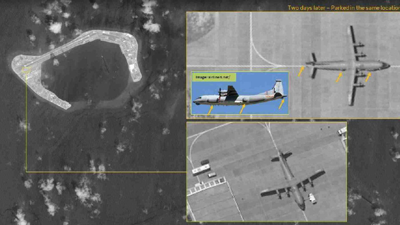 Máy bay chống ngầm KQ-200 dưới) và tác chiến điện tử GX-11 đậu trên đường băng sân bay đá Subi (Ảnh: ISI). Máy bay chống ngầm KQ-200 dưới) và tác chiến điện tử GX-11 đậu trên đường băng sân bay đá Subi (Ảnh: ISI).