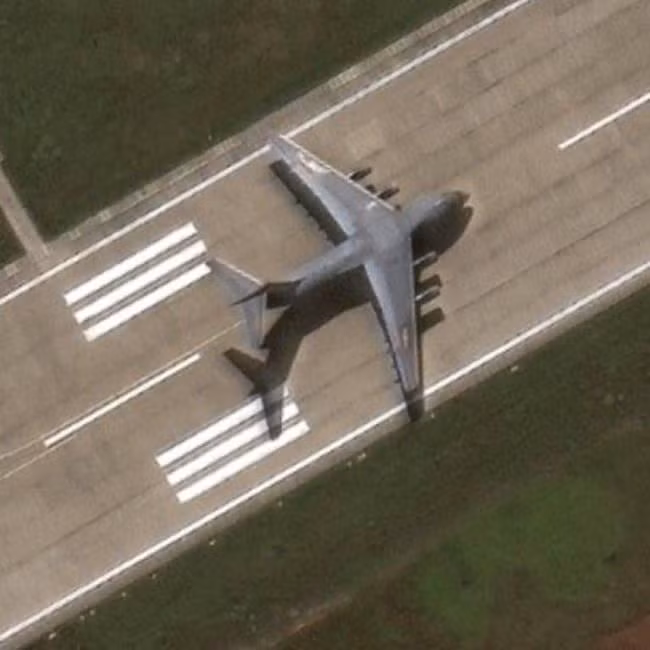 Hình ảnh Y-20 hạ cánh xuống sân bay ở Trường Sa cuối năm 2020 nhưng không được Trung Quốc xác nhận (Ảnh: SCMP).