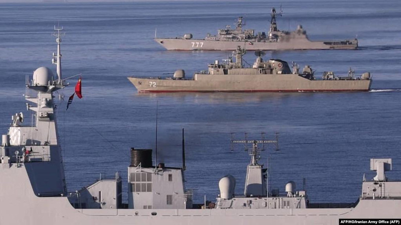 Tháng 12/2019, tàu khu trục Tây Ninh của Trung Quốc cùng các tàu của Nga và Iran tập trận chung ở Ấn Độ Dương và Vịnh Oman (Ảnh: AFP). Tháng 12/2019, tàu khu trục Tây Ninh của Trung Quốc cùng các tàu của Nga và Iran tập trận chung ở Ấn Độ Dương và Vịnh Oman (Ảnh: AFP).