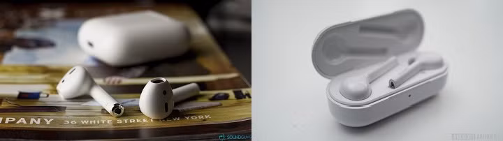 AirPods (trái) và FreeBuds (phải)