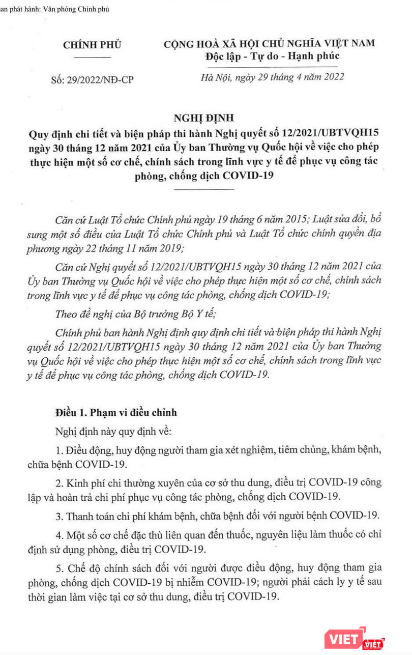 Nghị định 29/2022/NĐ-CP của Chính phủ quy định chi tiết và biện pháp thi hành Nghị quyết số 12/2021/UBTVQH15 (trang 1) Nghị định 29/2022/NĐ-CP của Chính phủ quy định chi tiết và biện pháp thi hành Nghị quyết số 12/2021/UBTVQH15 (trang 1)