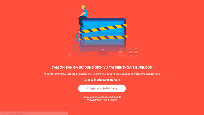 Website của Điện Thoại Siêu Rẻ thông báo sẽ ngừng hoạt động từ ngày 29/6