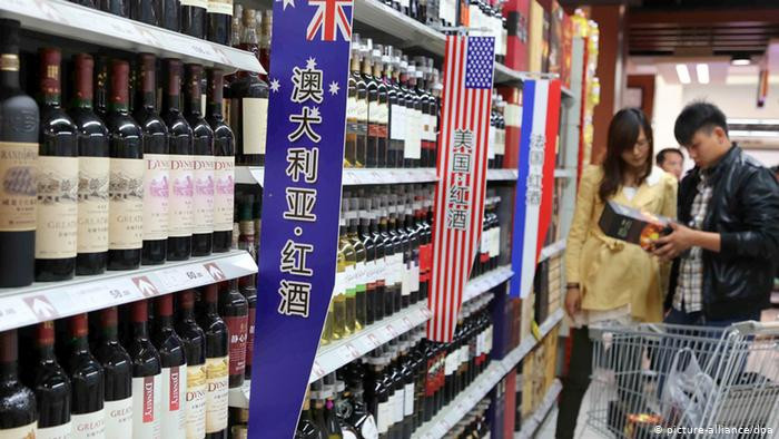 Rượu vang Australia rất được ưa chuộng trên thị trường Trung Quốc (Ảnh: Deutsche Welle).