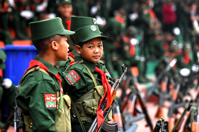 Tổ chức vũ trang "Quân đội thống nhất bang Wa" (UWSA) bị Ấn Độ cáo buộc thay mặt Trung Quốc củng hộ lực lượng phiến loạn chống chính phủ Ấn (Ảnh: AFP).