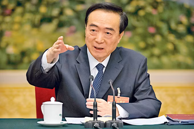 Ông Trần Toàn Quốc, Bí thư khu ủy Tân Cương hiện là Ủy viên Bộ Chính trị duy nhất của Trung Quốc bị Mỹ áp đặt lệnh trừng phạt (Ảnh: Singtao).