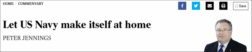 Bài báo trên The Australian ủng hộ việc đặt căn cứ Hạm đội Một tại Australia (Ảnh: Guancha).