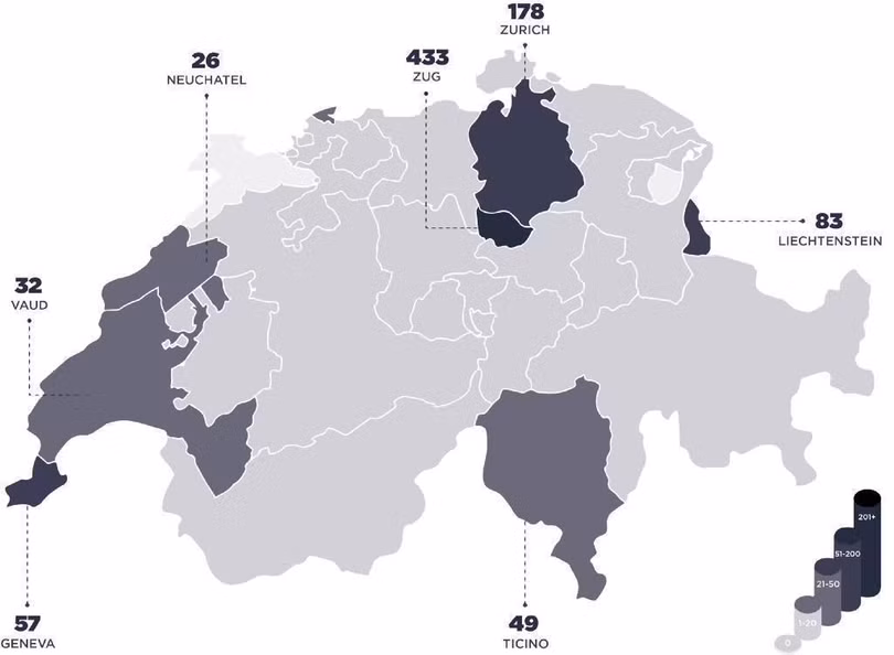 Zug hiện là thành phố thu hút số lượng các doanh nghiệp tiền mã hóa/blockchain lớn nhất Thụy Sĩ