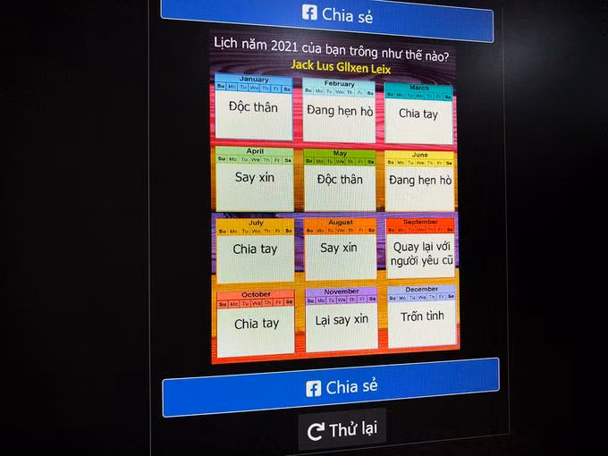 Một trò chơi tức thì được nhiều người dùng Facebook Việt Nam chơi và chia sẻ.