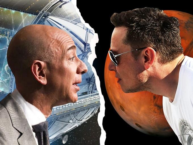 Elon Musk (phải) và Jeff Bezos đều đang có tham vọng phủ sóng Internet vệ tinh. Ảnh: Business Insider. Elon Musk (phải) và Jeff Bezos đều đang có tham vọng phủ sóng Internet vệ tinh. Ảnh: Business Insider.