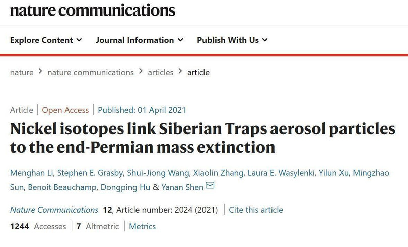 Ảnh chụp màn hình Nature.com